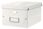 Leitz Click & Store WOW Caja Organizadora Mediana - Asas de Metal - 85% Carton Reciclado - Hasta 9kg de Capacidad - Color Blanco