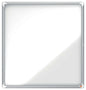 Nobo Vitrina Exteriores 12 Hojas A4 Superficie Blanca Magnetica 45mm - Seguridad Aluminio - Cristal Deslizante 4mm - Resistente Intemperie - Blanco Metalico