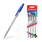 Erichkrause R-301 Pack de 4 Boligrafos de Bola Punta 1.0mm - Trazo 0.5mm - Tinta de Secado Rapido - Cuerpo Transparente - Capuchon Ventilado - Colores Azul, Negro, Rojo y Verde
