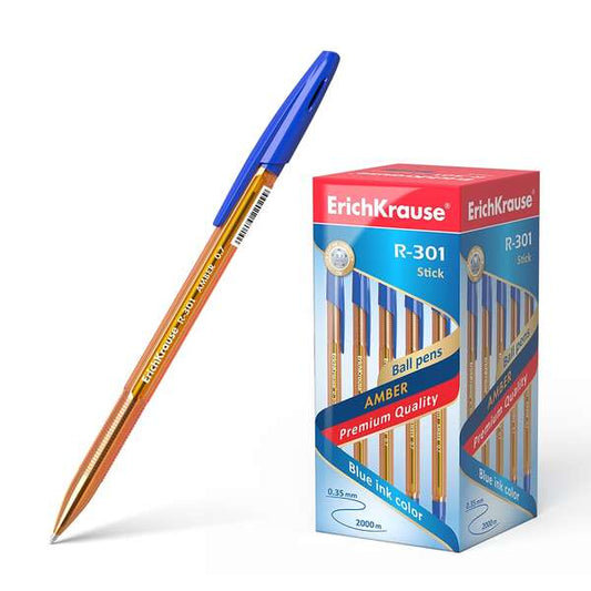 Erichkrause Boligrafo R-301 Amber Stick 0.7 - Cuerpo Hexagonal Translucido - Punta de 0.7mm - Tinta