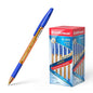 Erichkrause R-301 Amber Stick&Grip Boligrafo de Bola Punta 0.7mm - Trazo 0.35mm - Agarre con Grip de Goma - Tinta de Secado Rapido - Cuerpo Naranja Transparente - Capuchon Ventilado - Color Azul - Cantidad: 50