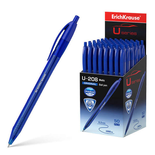 Erichkrause Boligrafo Automatico U-208 Original Matic - Ultra Glide Technology - Tinta Azul - Cantidad: 50