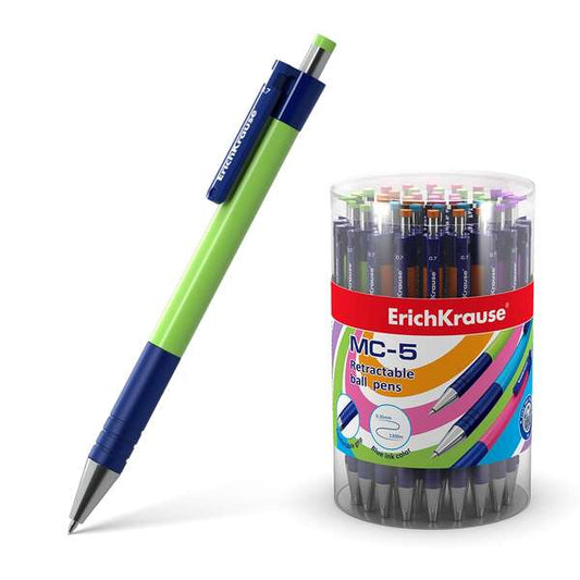 Erichkrause Boligrafo Automatico Mc-5 - Cuerpo Satinado Redondo - Detalles Metalizados - Punta de 5