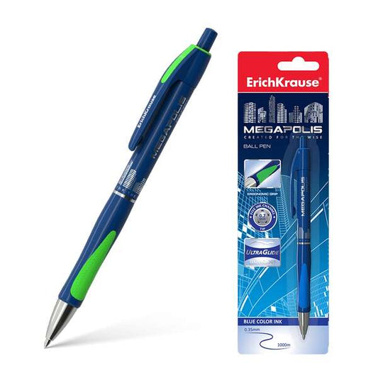 Erichkrause Megapolis Concept - Boligrafo Automatico Recargable - Cuerpo Satinado con Agarre Ergonom