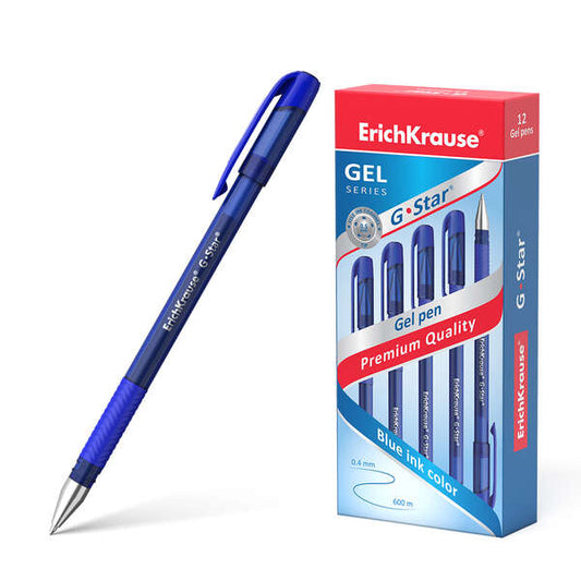 Erichkrause Boligrafo de Gel G-Star 05 - Cuerpo Translucido con Grip de Goma - Punta de 05mm - Tinta