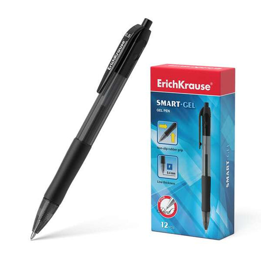 Erichkrause Boligrafo de Gel Automatico Smart-Gel - Punta Normal - Cuerpo Translucido Redondo - Agar