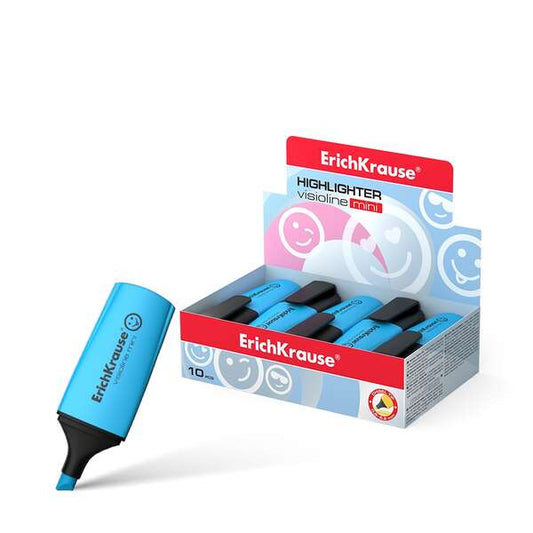 Erichkrause Visioline Mini Fluorescente - Punta Biselada - Trazo 0.6 a 5.2mm - Color Azul - Cantidad: 10