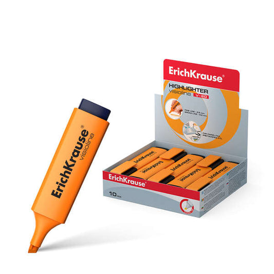 Erichkrause Visioline V-20 - Marcador de Texto Fluorescente - Punta Biselada - Color Naranja - Cantidad: 10
