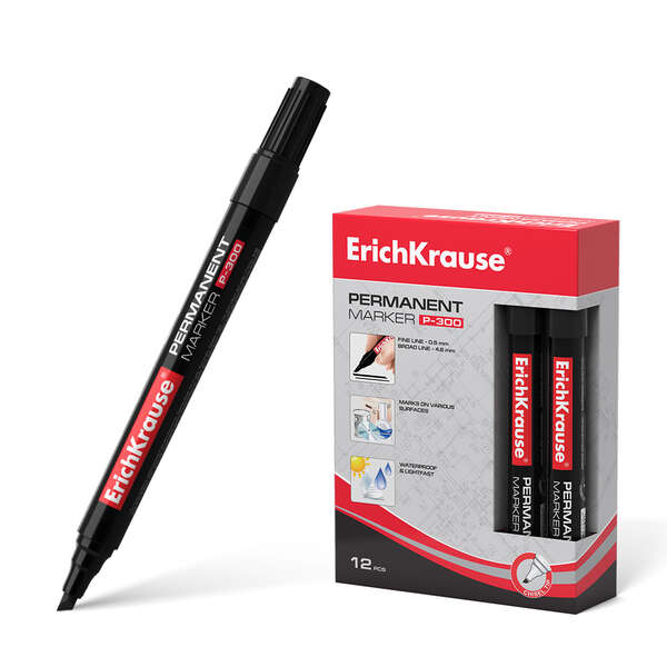 Erichkrause Marcador Permanente P-300 - Punta Biselada - para Escribir en Multiples Superficies - Co