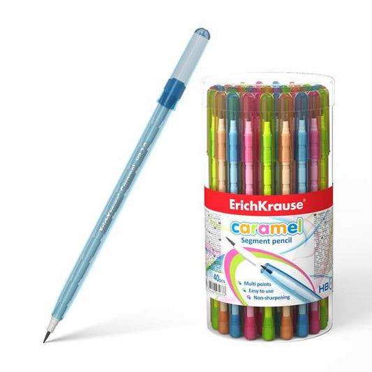 Erichkrause Lapiz Segmentado Caramel 15 mm - No Requiere Afilado - Carcasa Redonda en Colores Neon T