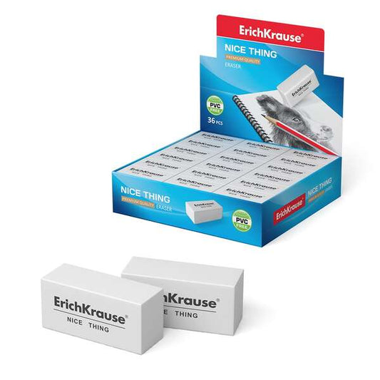 Erichkrause Nice Thing Borrador de Dureza Media - Fabricado de Caucho Termoplastico Hipoalergenico - Ecologico y Moderno - Libre de Impurezas - No Contiene Pvc - Color Negro - Cantidad: 36