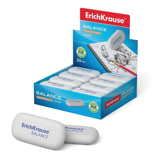 Erichkrause Balance Borrador de Dureza Media - Fabricado de Caucho Termoplastico Hipoalergenico - Ecologico y Moderno - Libre de Impurezas - No Contiene Pvc - Color Negro - Cantidad: 24