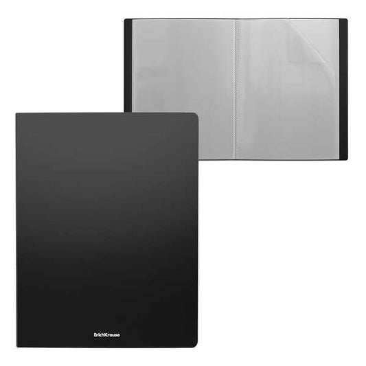 Erichkrause Matt Classic Carpeta con 20 Fundas - Tamaño A4 - Color Negro - Cantidad: 4