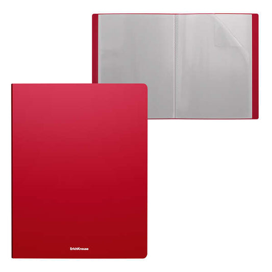 Erichkrause Matt Classic Carpeta con 20 Fundas - Tamaño A4 - Color Rojo - Cantidad: 4