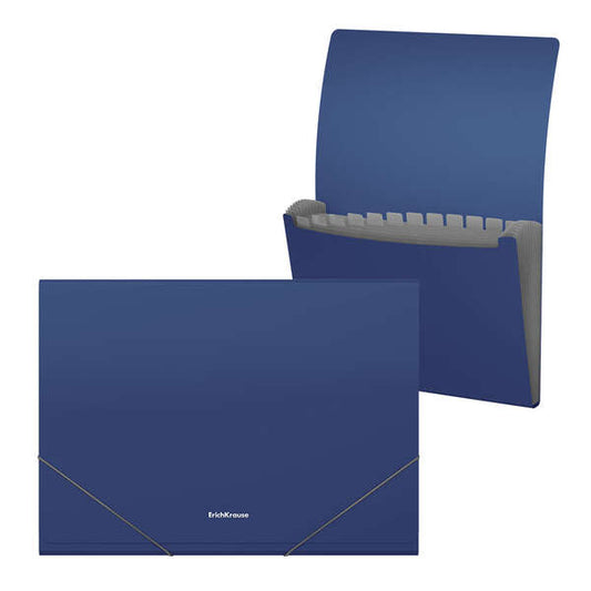 Erichkrause Matt Classic Carpeta/Clasificador con 12 Fundas A4 - Acabado Mate - Color Azul - Cantidad: 4