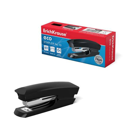 Erichkrause Eco Classic Grapadora de Sobremesa - Grapa hasta 20 Hojas - Quitagrapas Incorporado - Mecanismo de Acero - Capacidad 50 Grapas ?10 - Color Negro