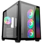 Abysm Gaming Danube SAVA ARGB Caja Semi-Torre ATX, Micro-ITX, micro ATX - Frontal y Lateral Cristal Templado - 3.5" y 2.5" - USB-C 3.2, USB-A 3.2 y Audio - 4 Ventiladores ARGB Instalados - Soporta Refrigeracion Liquida