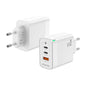 Aisens Cargador GAN 65W - 2xUSB-C PD3.0 QC4.0 - 1xUSB-A QC3.0 - Color Blanco