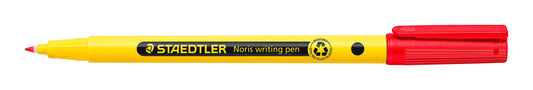 Staedtler 307 Noris Writing Pen Rotulador de Punta Fina - Trazo 0.6mm Aprox - Tinta Base de Agua - Cuerpo Fabricado en un 97% de Plastico Reciclado - Color Rojo - Cantidad: 10