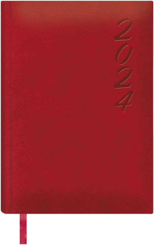 Dohe Brasilia Agenda Anual - Dia Pagina - Cubierta en Polipiel - Papel Ahuesado - Sabado y Domingo misma Pagina - Tamaño 15x21cm - Color Rojo