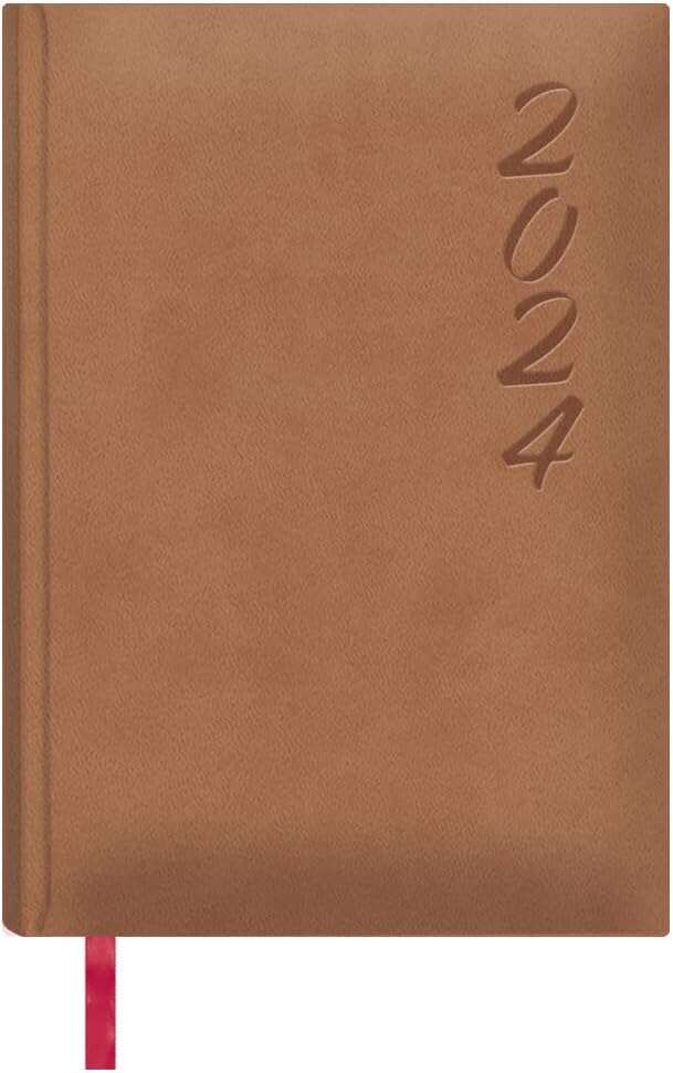 Dohe Brasilia Agenda Anual - Dia Pagina - Cubierta en Polipiel - Papel Ahuesado - Sabado y Domingo misma Pagina - Tamaño 15x21cm - Color Camel