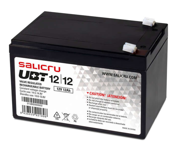 Salicru UBT 12/12 Bateria AGM Recargable de 12 Ah / 12 V - Color Negro