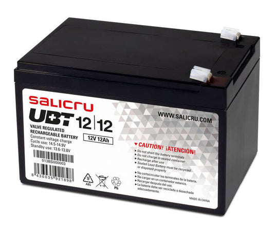 Salicru UBT 12/12 Bateria AGM Recargable de 12 Ah / 12 V - Color Negro