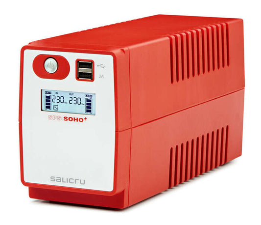 Salicru SPS 650 SOHO+ IEC Sistema de Alimentacion Ininterrumpida - SAI/UPS - 650 VA - Line-interactive - Doble Cargador USB - Tipo de Tomas IEC - Color Rojo