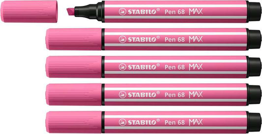 Stabilo Pen 68 MAX Rotulador - Punta de Fibra Biselada - Trazo entre 1-5mm aprox. - Tinta a Base de Agua - Color Heliotropo - Cantidad: 5