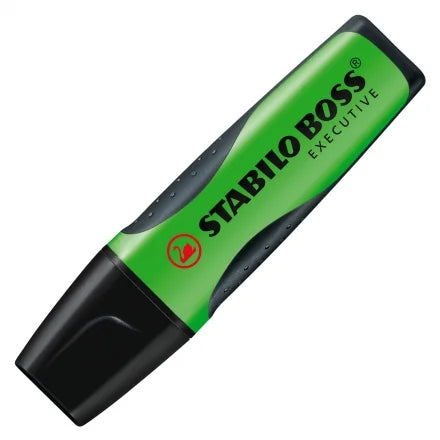 Stabilo Boss Executive Marcador Fluorescente - Zona de Agarre - Trazo entre 2 y 5mm - Recargable - Tinta con Base de Agua - Color Verde - Cantidad: 10