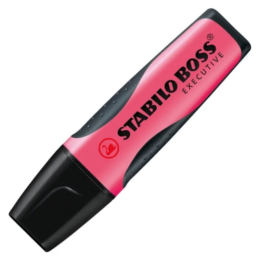 Stabilo Boss Executive Marcador Fluorescente - Zona de Agarre - Trazo entre 2 y 5mm - Recargable - Tinta con Base de Agua - Color Rosa - Cantidad: 10