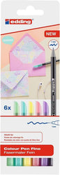 Edding 1200 Pastel Pack de 6 Rotuladores - Punta Redonda - Trazo 1mm - Tinta con Base de Agua - Colores Pastel Surtidos