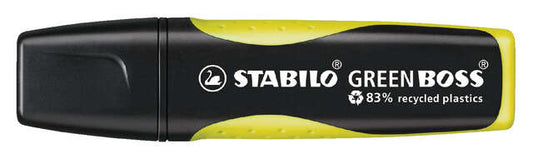 Stabilo Green Boss Marcador Fluorescente - Fabricado con un 83% de Plastico Reciclado - Trazo entre 2 y 5mm - Recargable - Color Amarillo - Cantidad: 10