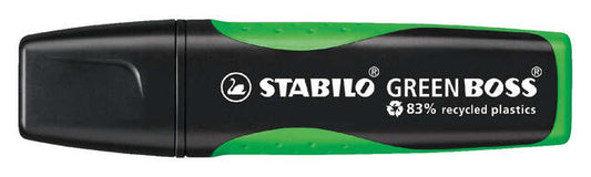 Stabilo Green Boss Marcador Fluorescente - Fabricado con un 83% de Plastico Reciclado - Trazo entre 2 y 5mm - Recargable - Color Verde - Cantidad: 10