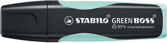 Stabilo Green Boss Pastel Marcador Fluorescente - Fabricado con un 83% de Plastico Reciclado - Trazo entre 2 y 5mm - Recargable - Color Toque de Turquesa - Cantidad: 10