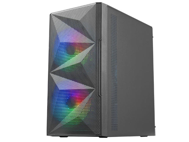 Mars Gaming Caja Gaming Compacta MC-ME - Diseño Innovador - Ventiladores FRGB 120mm - Ventana Lateral Cristal Templado - Maxima Refrigeracion - Color Negro