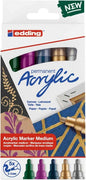 Edding 5100 Acrylic Pack de 5 Rotuladores Permanentes Acrilicos Metalizados - Punta Redonda 2-3mm -