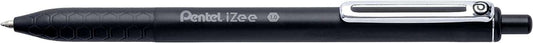Pentel iZee Boligrafo de Bola Retractil - Punta 0.7mm - Trazo 0.35mm - Clip de Metal - Color Negro - Cantidad: 12
