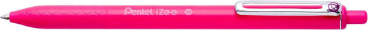 Pentel iZee Boligrafo de Bola Retractil - Punta 0.7mm - Trazo 0.35mm - Clip de Metal - Color Rosa - Cantidad: 12