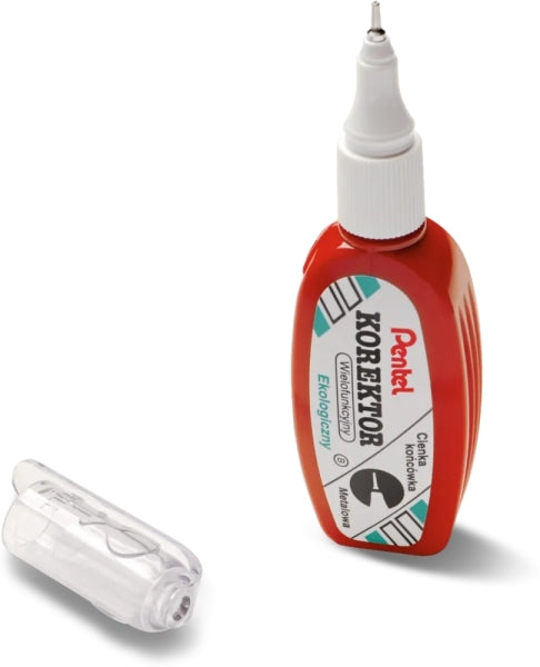 Pentel Boligrafo Corrector 4.2ml - Correccion Precisa, Limpia y Facil - Secado Rapido - Punta de Valvula Metalica - Cuerpo Color Rojo - Cantidad: 12