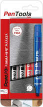 Pentel PenTools Pack de 4 Rotuladores Permanentes Industriales Pentel Pen N60 - Punta Biselada Resistente y Duradera - Trazo 1,5-7mm - Resistente a Agua y Luz - Colores 2x Negro, Azul, y Rojo
