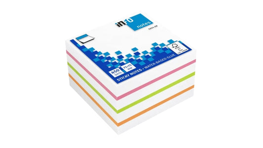 Global Notes inFO Cubo de 450 Notas Adhesivas 75 x 75mm - Certificacion FSC? - Colores Verde, Naranja, Rosa y Blanco