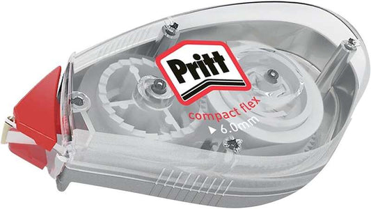 Pritt Compact Flex Cinta Correctora 6mmx10m - Punta Flexible - Correcion Suave y Limpia - Correccion en 2 Sentidos - Capuchon Protector