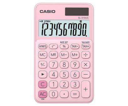 Casio SL-310UC Calculadora de Bolsillo - Calculo de Impuestos - Pantalla LCD de 10 Digitos - Solar y Pilas - Color Rosa