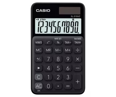 Casio SL-310UC Calculadora de Bolsillo - Calculo de Impuestos - Pantalla LCD de 10 Digitos - Solar y Pilas - Color Negro