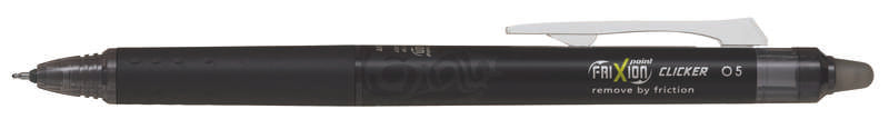 Pilot Frixion Point Clicker 0.5 Boligrafo Retractil de Tinta Termosensible - Borrable - Punta Fina 0.5mm - Trazo 0.25mm - Grip De Agarre - Color Negro - Cantidad: 12