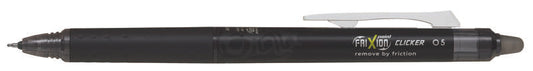 Pilot Frixion Point Clicker 0.5 Boligrafo Retractil de Tinta Termosensible - Borrable - Punta Fina 0.5mm - Trazo 0.25mm - Grip De Agarre - Color Negro - Cantidad: 12