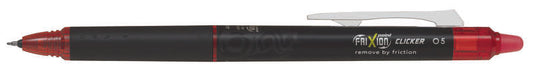 Pilot Frixion Point Clicker 0.5 Boligrafo Retractil de Tinta Termosensible - Borrable - Punta Fina 0.5mm - Trazo 0.25mm - Grip De Agarre - Color Rojo - Cantidad: 12