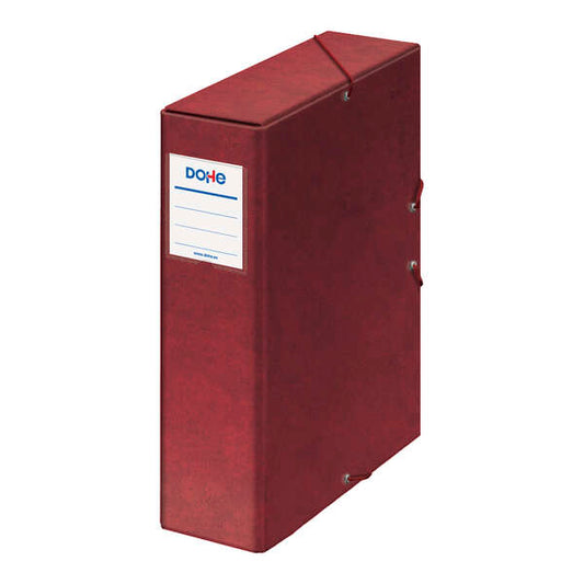 Dohe Caja para Proyectos Lomo 9cm - Carton Forrado con Papel Impreso y Plastificado - Cierre con Gomas - Color Rojo