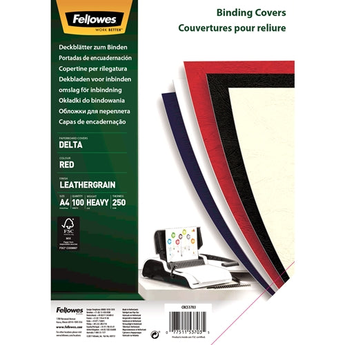 Fellowes Portadas de Carton Fellowes - Tamaño A4 - Acabado en Simil Piel - Amplia Gama de Colores y Texturas - Fabricadas con Carton Reciclable